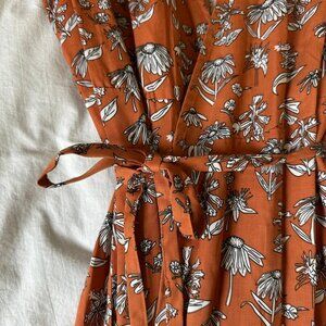 S Orange/White Flower Mata Traders Dress NWT